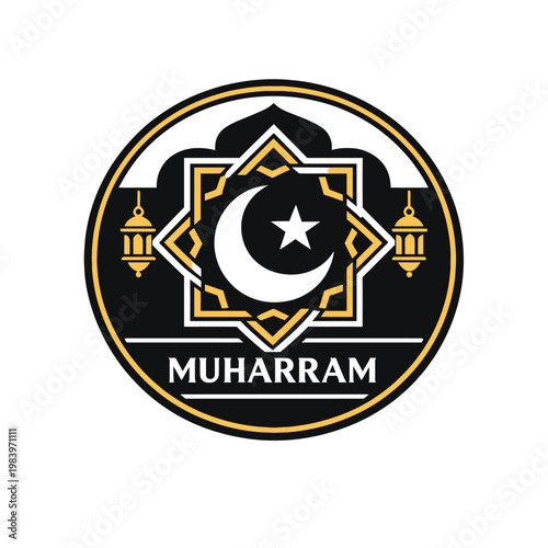 Minimal Crescent Moon Muharram Celebration Design