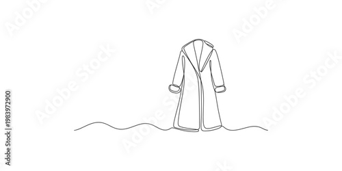 A line drawing of a long coat with a wavy line underneath