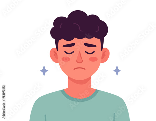 burnout emotion icon, exhausted tired face, low energy expression