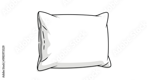 Simple hand drawn illustration of a soft bed pillow with shaded details and a clean white appearance on a white background.
