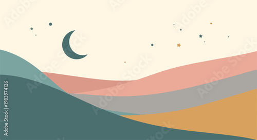 Crescent Moon in the Night Sky 1.