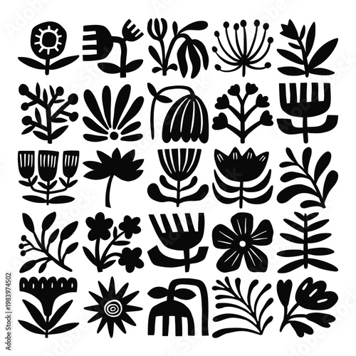 Abstract floral shape collection in bold minimalist style