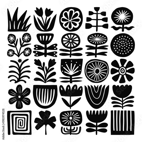 Abstract floral shape collection in bold minimalist style