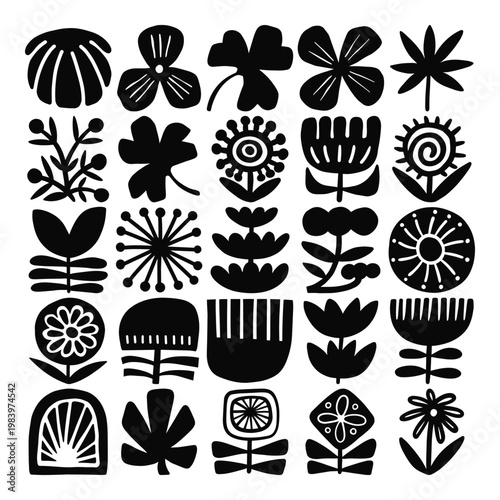 Abstract floral shape collection in bold minimalist style