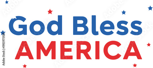 God bless america patriotic text with stars