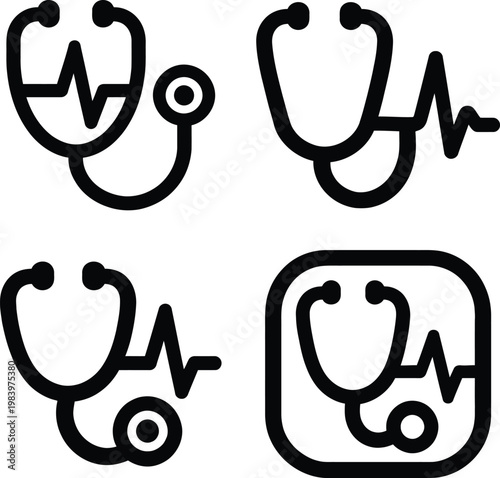 Black and white line of four different animal faces line animal faces deer bear