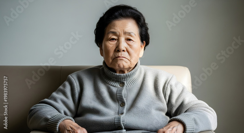 Elderly Person Sitting Quietly Feeling Bored, Lack of Activity Concept