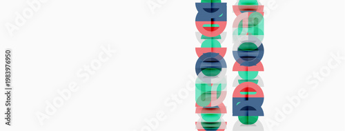 Abstract colorful design. Vertical lines, overlapping shapes, teal, gray, pink, red hues present. Minimalist aesthetic, modern art style.