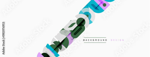 Abstract geometric shapes overlap, creating dynamic visual effect. Minimalist design with light colors, suitable background element.