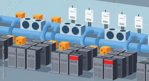 Industrial pipes and valves in a factory.