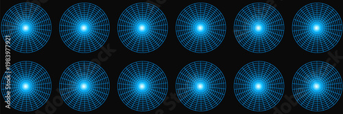 Radar screen of military sonar technology vector. Target ship scan in blue circle bg. Data digital ui on army interface map, navy sea monitor with search detection. Futuristic war boat scanner grid
