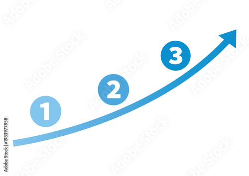 細線ステップ成長矢印アイコン プロセスUI素材