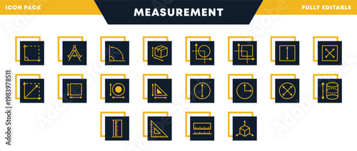 Geometry Measurement and Shape Icons Set for Website, Apps and UI Interfaces