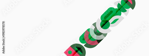 Flag depicts horizontal stripeswhite above, red below. Left side features vertical green stripe with crescent, stars. Simple design.