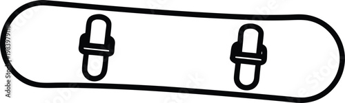 snowboard wide board with centered bindings line art vector illustration on transparent background