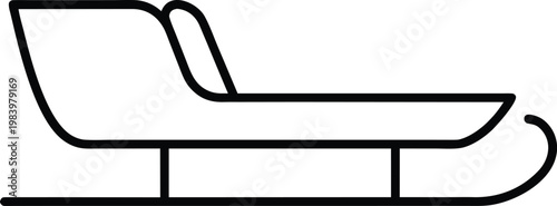 sled classic runner sled with handlebar front line art vector illustration on transparent background