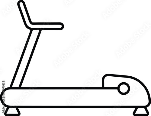 rowing machine seat slide rail handle and footrests line art vector illustration on transparent background
