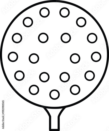 golf ball circle with dimple pattern simplified line art vector illustration on transparent background