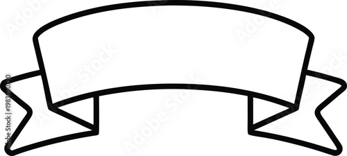 finish ribbon arched horizontal tape with dip line art vector illustration on transparent background