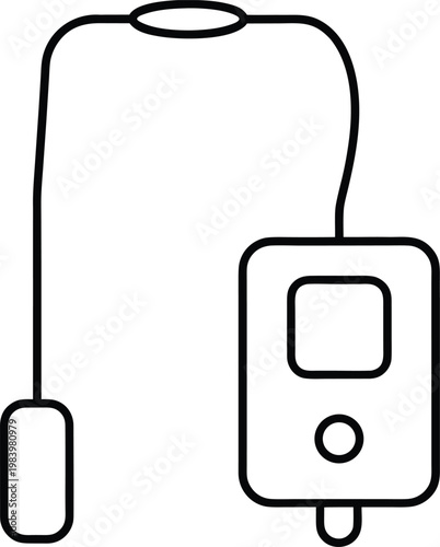 defibrillator paddles with cable power button line art vector illustration on transparent background