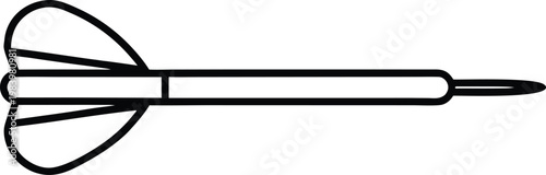 dart slim shaft flight fins pointed tip line art vector illustration on transparent background