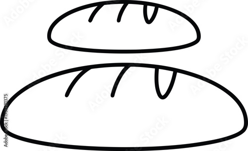 bread loaf crusty oval with score marks on top line art vector illustration on transparent background