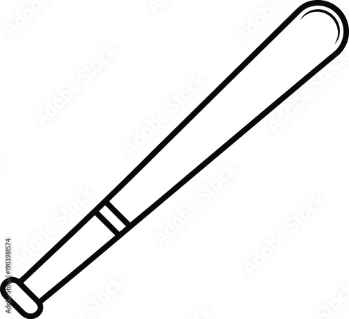 baseball bat tapered cylinder with knob diagonal line art vector illustration on transparent background