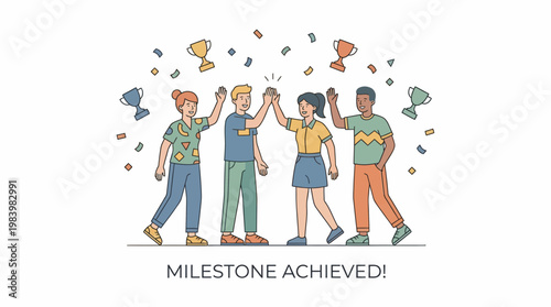 Business team celebrating milestone achievement during intense brainstorming session