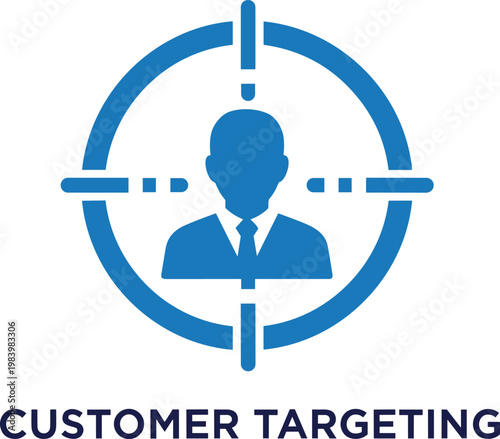 Customer targeting strategy concept with human profile in center of sniper crosshair symbol for niche audience research.