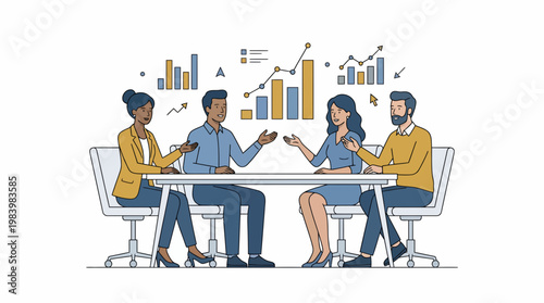 A man is sitting on a van working on laptop during business team brainstorming session outdoors.