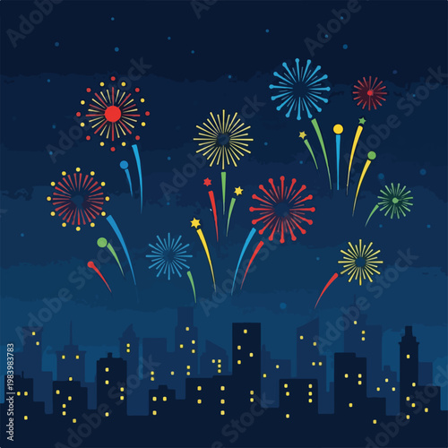 Fireworks exploding in the night.