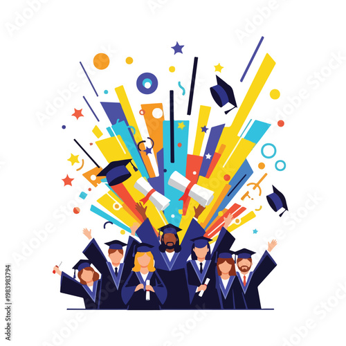 Group of people wearing graduation caps.