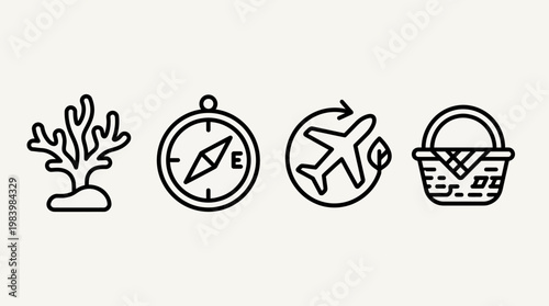 Minimalist Regenerative Tourism and Eco-Travel Icons