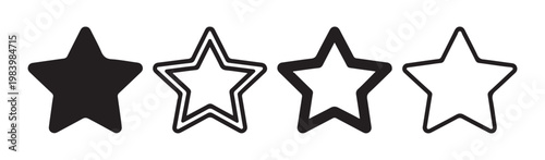 Star rating icon set for feedback collection in mobile applications with various line thickness and style.