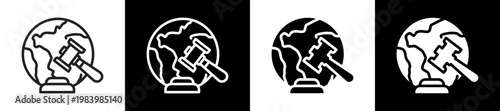 Regulation Line And Glyph Icon In Black White Background    