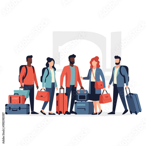 Group of people with travel luggage.