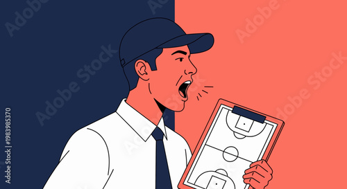 A sport coach gives intense training to team members on field