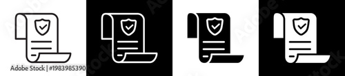 Policy Line And Glyph Icon In Black White Background    