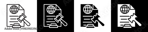 Immigration Law Line And Glyph Icon In Black White Background    
