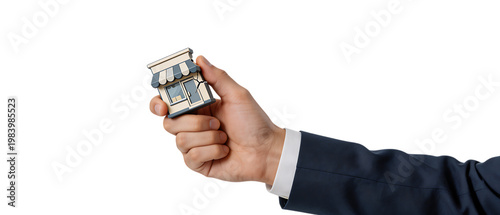 破損した店舗アイコンを握るビジネスパーソンの小売業危機管理