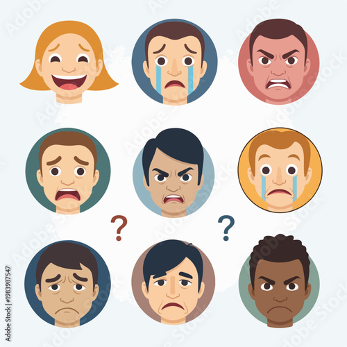 Emotions on various faces expressions.