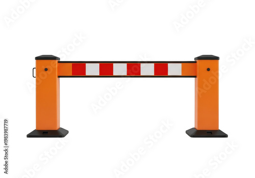 Orange and red striped barrier gate blocking access at an entrance
