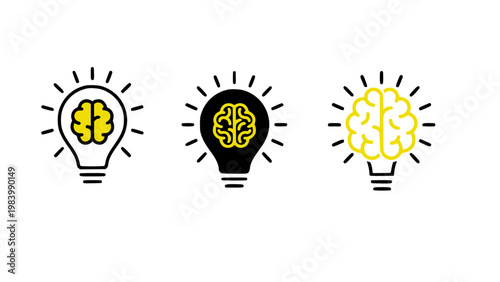 Light bulb icons in various styles for creativity themes.