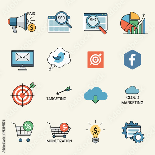 Digital Marketing Icons and Symbols.