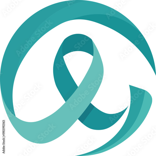 Teal Awareness Ribbon Circle Icon