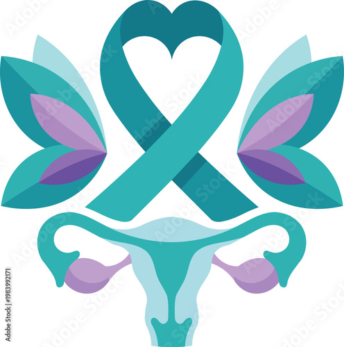 Ovarian Cancer Awareness Ribbon Icon