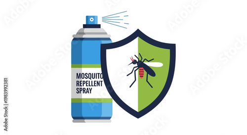 Mosquito repellent spray poster highlights malaria prevention product in modern flat design