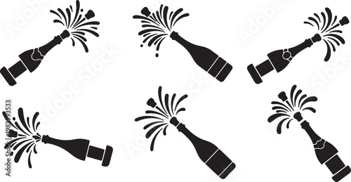 Solid Black Champagne Bottle Pop Spray Shapes