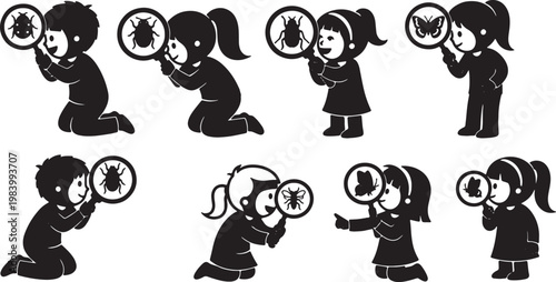 Kids Observing Bugs with Viewers