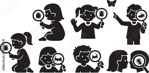 Kids Observing Bugs with Viewers